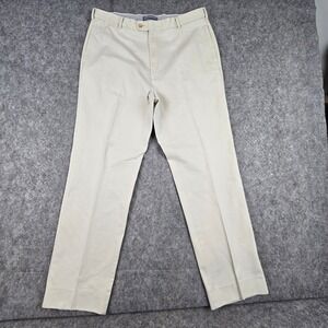 Peter Millar Mens 36 Pima Cotton Flat Front Chino Dress Pants Stone Beige Peru